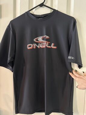 O'Neill Black Short Sleeve Logo Tee with Orange/Grey Graphic